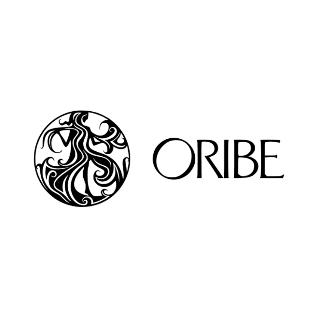 Oribe logo with artistic black and white circular design.